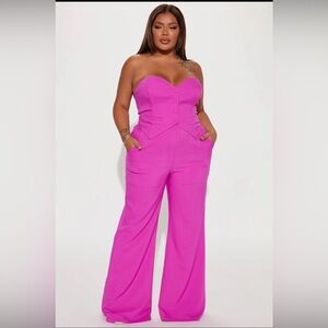Fashion Nova Two Piece Pant Suit - Fuchsia